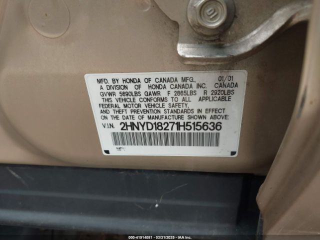 2001 ACURA MDX 2HNYD18271H515636 Photo 8