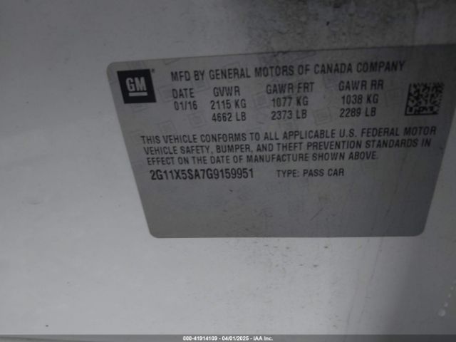 2G11X5SA7G9159951 Chevrolet Impala 1fl