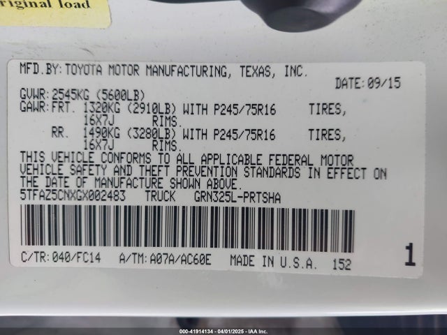 5TFAZ5CNXGX002483 Toyota Tacoma Sr5 V6