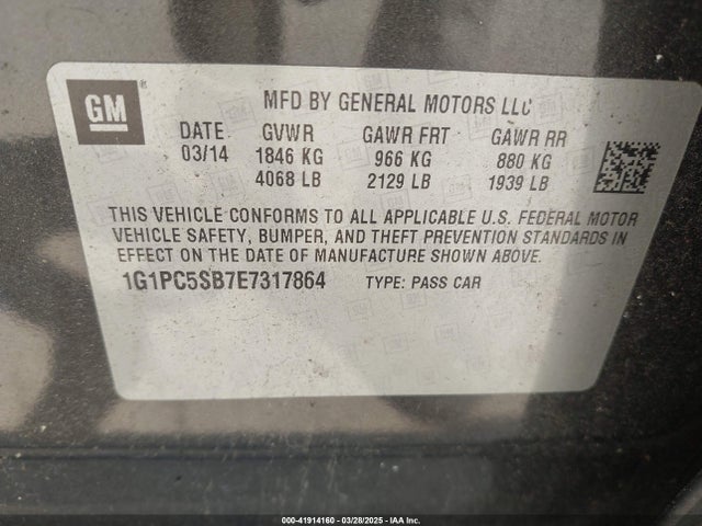 Chevrolet Cruze 1lt Auto 2014 1G1PC5SB7E7317864 Image 9