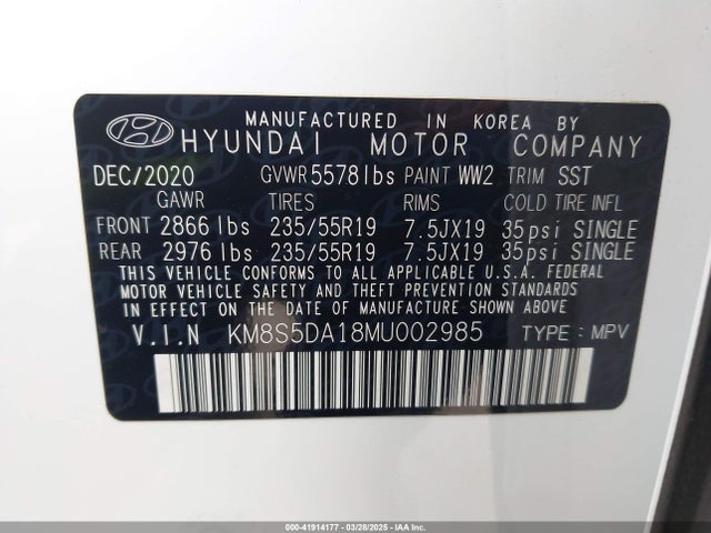 KM8S5DA18MU002985 Hyundai Santa Fe Hybrid Limited