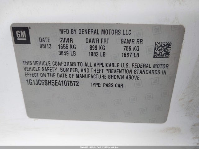 1G1JC6SH5E4107572 Chevrolet Sonic Lt Auto