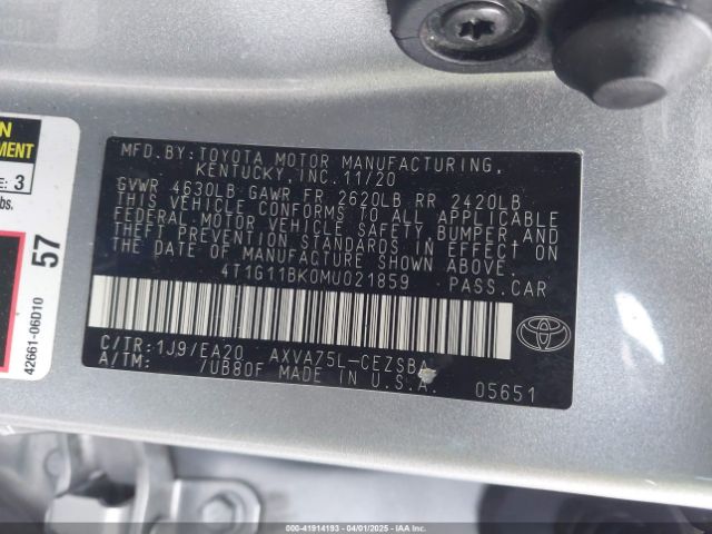4T1G11BK0MU021859 Toyota Camry Se Awd