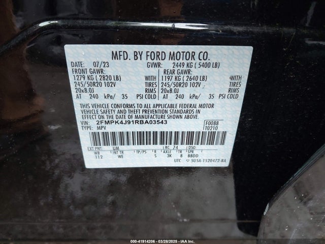 2FMPK4J91RBA03543 Ford Edge St-line