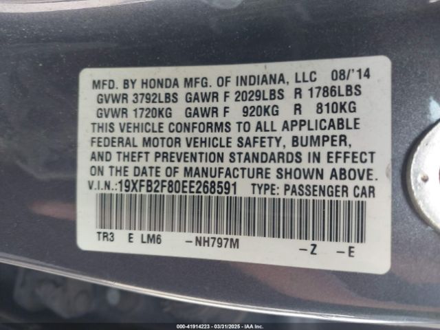 19XFB2F80EE268591 Honda CIVIC EX