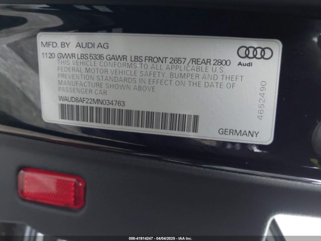 WAUD8AF22MN034763 Audi A6 Premium 45 Tfsi Quattro S Tronic/sport Premium 45 Tfsi Quattro S Tronic