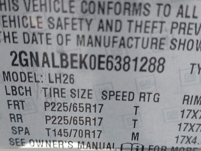2GNALBEK0E6381288 Chevrolet EQUINOX 1LT
