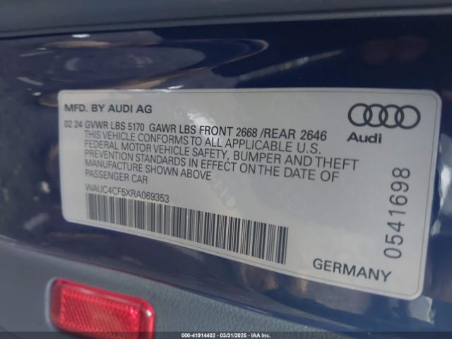 WAUC4CF5XRA069353 Audi S5 Sportback Premium Plus Tfsi Quattro Tiptronic