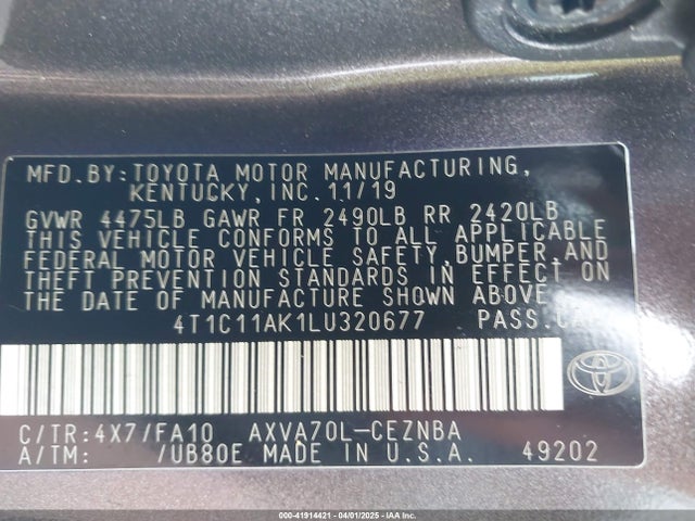 4T1C11AK1LU320677 Toyota CAMRY LE
