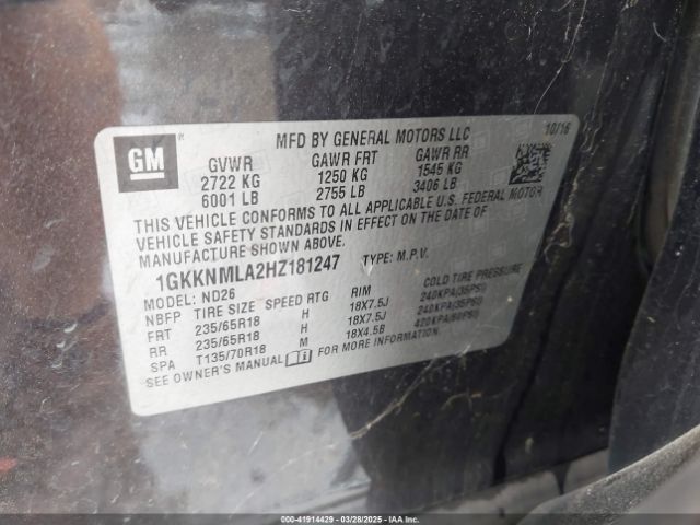 1GKKNMLA2HZ181247 GMC Acadia Slt-1