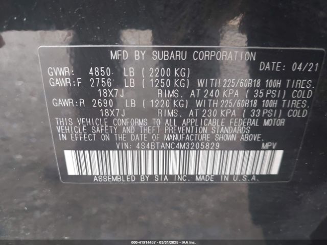 4S4BTANC4M3205829 Subaru Outback Limited