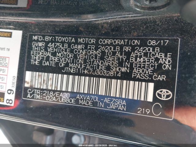 JTNB11HK7J3032814 Toyota CAMRY SE