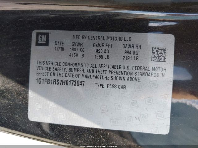 1G1FB1RS7H0173047 Chevrolet Camaro 1lt