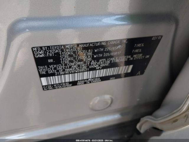 2T3BFREV4FW299531 Toyota RAV4 LE