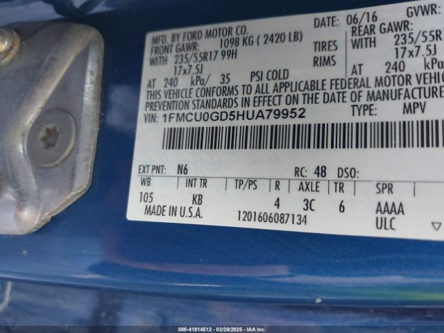 1FMCU0GD5HUA79952 Ford ESCAPE SE