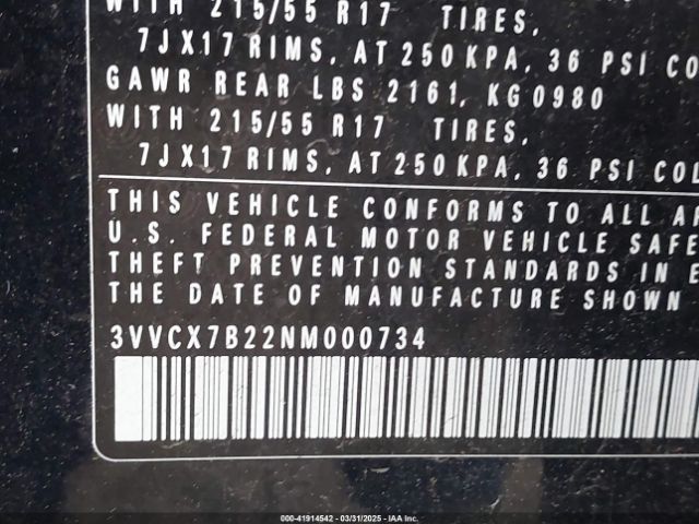 3VVCX7B22NM000734 Volkswagen Taos 1.5t S