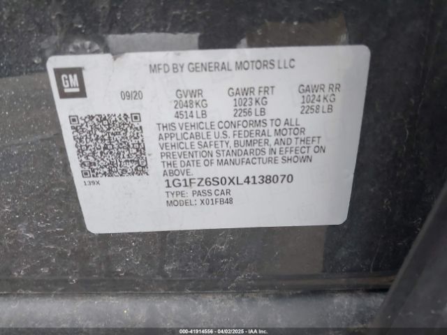 1G1FZ6S0XL4138070 Chevrolet Bolt Ev Fwd Premier
