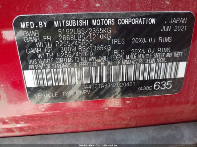 JA4J3TA83NZ020421 Mitsubishi Outlander Es 2.5 2wd