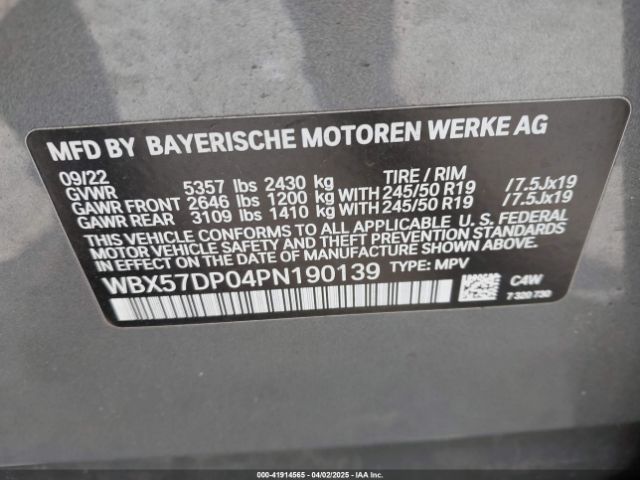 WBX57DP04PN190139 BMW X3 Xdrive30i