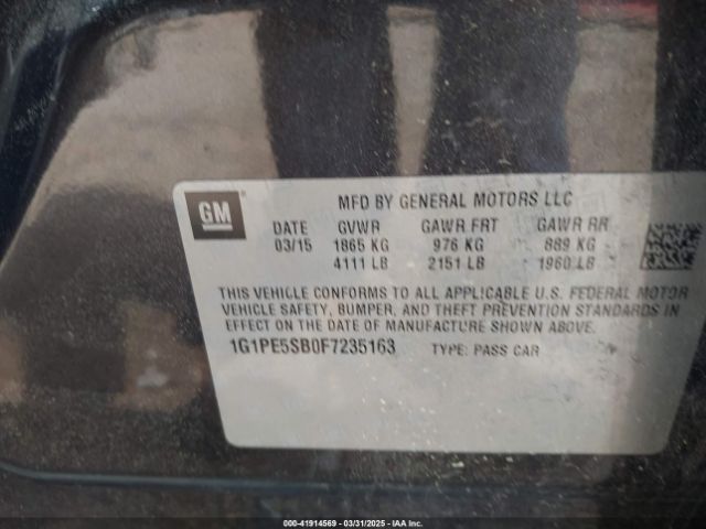 1G1PE5SB0F7235163 Chevrolet Cruze 2lt Auto