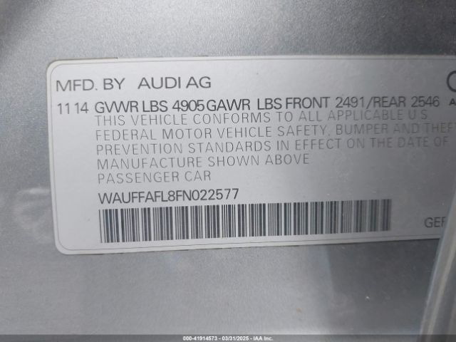 WAUFFAFL8FN022577 Audi A4 2.0t Premium