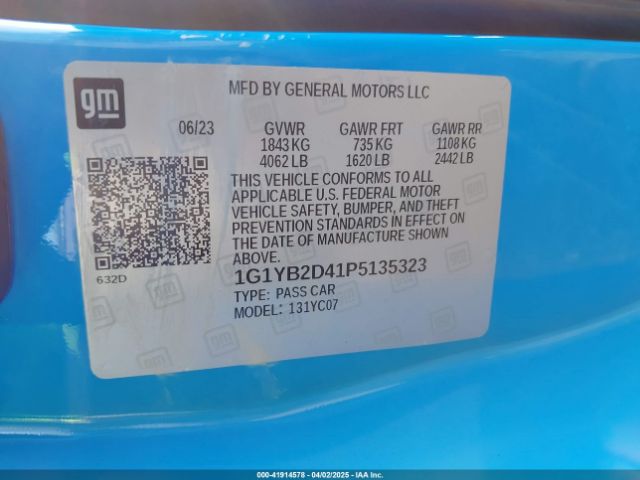 1G1YB2D41P5135323 Chevrolet Corvette Stingray Rwd  2lt