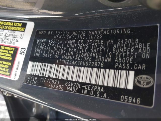 4T1KZ1AK1PU072876 Toyota CAMRY TRD