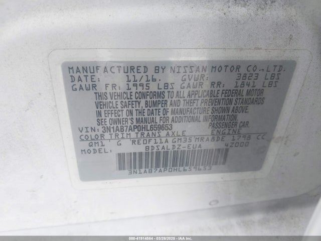 3N1AB7AP0HL659653 Nissan SENTRA SV