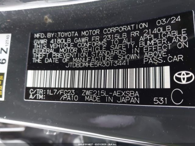 JTDBDMHE5R3013441 Toyota Corolla Hybrid Se