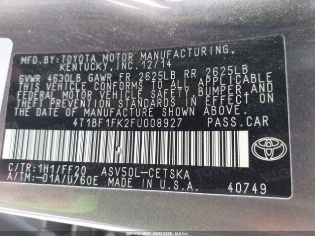4T1BF1FK2FU008927 Toyota CAMRY SE