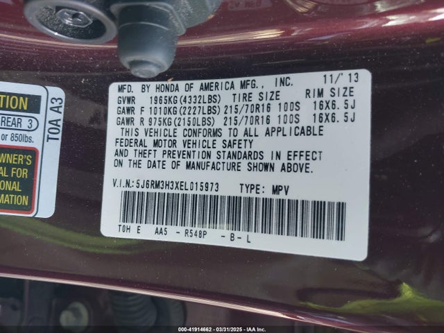 5J6RM3H3XEL015973 Honda CR-V LX