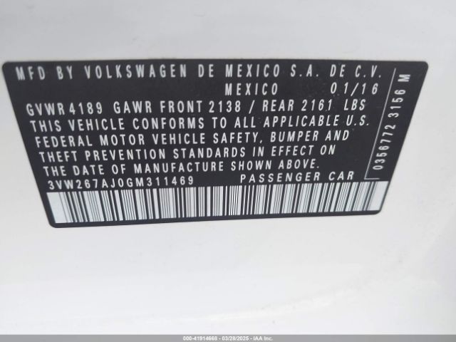 3VW267AJ0GM311469 Volkswagen Jetta 1.4t S
