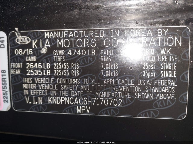 KIA Sportage Ex 2017 KNDPNCAC6H7170702 Image 9