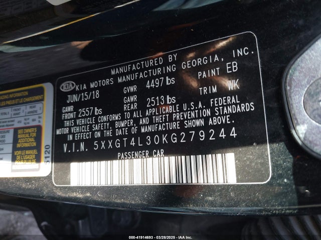 5XXGT4L30KG279244 KIA Optima Lx