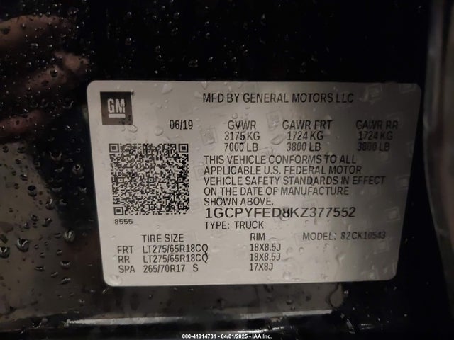 Chevrolet Silverado 1500 Lt Trail Boss 2019 1GCPYFED8KZ377552 Image 9