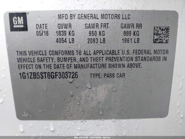 1G1ZB5ST6GF303726 Chevrolet MALIBU LS