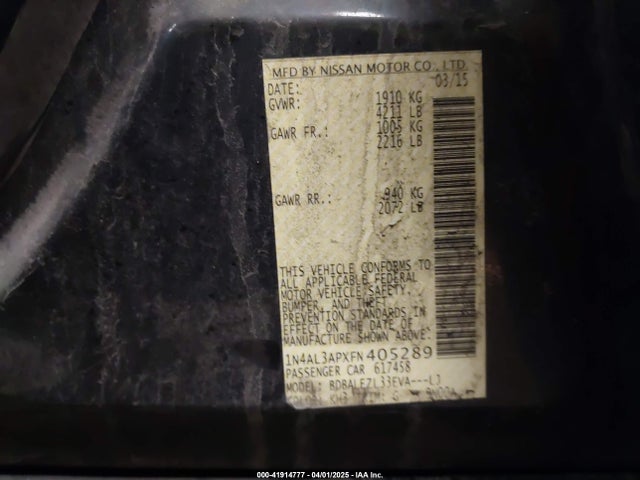1N4AL3APXFN405289 Nissan Altima 2.5 S