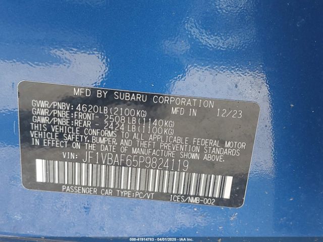 JF1VBAF65P9824119 Subaru Wrx Premium