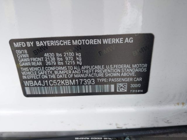 2019 BMW 430I GRAN COUPE WBA4J1C52KBM17393 Photo 8