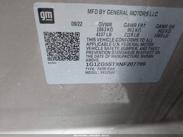 1G1ZG5STXNF207709 Chevrolet Malibu Fwd Rs
