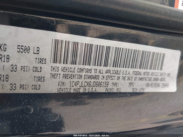 1C4PJLCX6JD606158 Jeep Cherokee Latitude Fwd