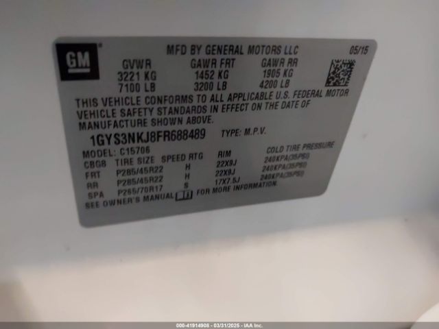 1GYS3NKJ8FR688489 Cadillac Escalade Premium