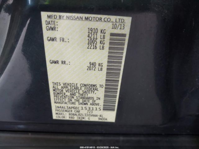 1N4AL3AP6EC153115 Nissan Altima 2.5 S
