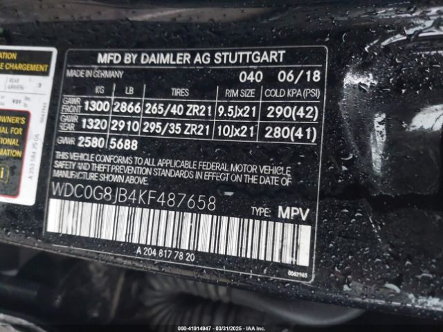 WDC0G8JB4KF487658 Mercedes-Benz Amg Glc 63 4matic
