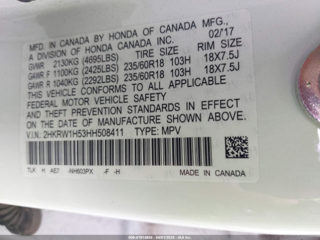 2HKRW1H53HH508411 Honda CR-V EX