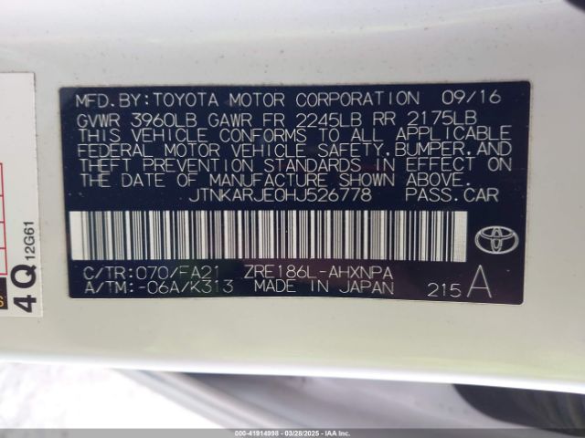 JTNKARJE0HJ526778 Toyota COROLLA IM