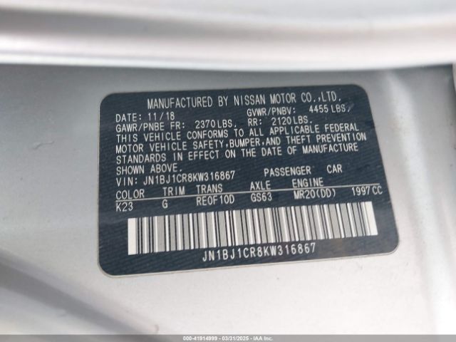 JN1BJ1CR8KW316867 Nissan Rogue Sport S