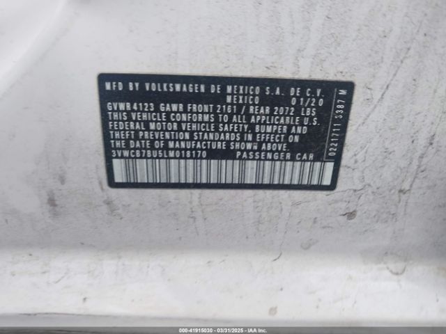 3VWCB7BU5LM018170 Volkswagen Jetta 1.4t R-line/1.4t S/1.4t Se