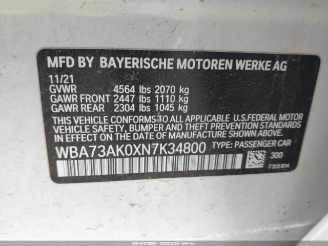 WBA73AK0XN7K34800 BMW 228 Gran Coupe I Xdrive