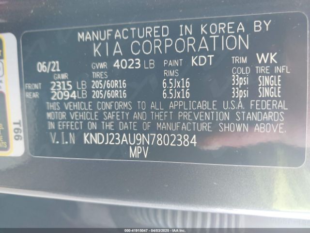 KNDJ23AU9N7802384 KIA SOUL LX